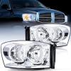 Nilight 2007 2008 2009 Dodge Ram Headlight Assembly 2 Pack Compatible with 2006-2008 Dodge Ram 1500 2006-2009 Dodge Ram 2500 3500 Headlamp Replacement Driver and Passenger Side(Chrome Housing +Clear Reflector)