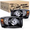 Nilight 2007 2008 2009 Dodge Ram Headlight Assembly 2 Pack Compatible with 2006-2008 Dodge Ram 1500 2006-2009 Dodge Ram 2500 3500 Headlamp Replacement Driver and Passenger Side(Black Housing + Amber Reflector)