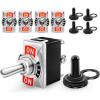 Nilight 50098R 6Pin Heavy Duty Rocker Toggle 15A 250V 20A 125V DPDT 6 Pin ON/Off/ON Switch Metal Bat Waterproof Boot Cap Cover-5 Pack, 2 Years Warranty