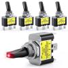 Nilight 5PCS LED Toggle Switch ON Off 12V 30A Blue LED Lighted Metal Switch Heavy Duty SPST 3 Pin Rocker Switch 12mm Mounting Hole for Automotive Cars Trucks Boats Racing Cars,2 Years Warranty(3Pin Led Toggle Switch Red)