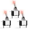 Nilight 5PCS LED Toggle Switch ON Off 12V Blue Lighted Aircraft Safety Cover Heavy Duty 20A SPST 3 Pin Rocker for Automotive Cars Trucks Boats Racing Cars,2 Years Warranty(3PCS LED Switch Red)