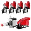 Nilight 5PCS LED Toggle Switch ON Off 12V Blue Lighted Aircraft Safety Cover Heavy Duty 20A SPST 3 Pin Rocker for Automotive Cars Trucks Boats Racing Cars,2 Years Warranty(5PCS Led Switch Red)