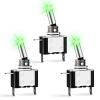 Nilight 5PCS LED Toggle Switch ON Off 12V Blue Lighted Aircraft Safety Cover Heavy Duty 20A SPST 3 Pin Rocker for Automotive Cars Trucks Boats Racing Cars,2 Years Warranty(3PCS LED Switch Green)