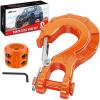 Nilight Forged Steel Winch Hook 3/8″ Grade 70 Safety Latch Winch Cable Hook Stopper & Clevis Slip Hook Sets, Included Allen Wrench,Max 35,000 lbs,Black(Orange)