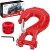 Nilight Forged Steel Winch Hook 3/8″ Grade 70 Safety Latch Winch Cable Hook Stopper & Clevis Slip Hook Sets, Included Allen Wrench,Max 35,000 lbs,Black(Red)