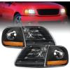 Nilight Headlight Assembly 2005 2006 2007 F250 F350 F450 F550 Super Duty Black Housing Amber Corner Clear Lens 4 Pack Headlights Assembly Replacement(Black Housing + Amber Reflector)
