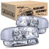 Nilight Headlight Assembly Compatible for 1999 2000 2001 2002 2003 2004 2005 2006 GMC Sierra Yukon, Smoke Bumper Light Chrome Housing Amber Corner Clear Lens, Headlights Assembly Replacement(Chrome Housing+ Clear Reflector)