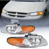 Nilight Headlight Assembly Compatible with 1996 1997 1998 1999 Chrysler Town & Country Dodge Grand Caravan Plymouth Grand Voyager Replacement Headlamp Chrome Housing Amber Reflector(Chrome Housing + Amber Reflector)
