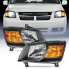 Nilight Headlight Assembly Compatible with 1996 1997 1998 1999 Chrysler Town & Country Dodge Grand Caravan Plymouth Grand Voyager Replacement Headlamp Chrome Housing Amber Reflector(Black Housing + Amber Reflector)