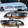 Nilight Headlight Assembly Compatible with 1998 1999 2000 2001 2002 Honda Accord Headlamps Replacement Chrome Housing Amber Reflector Upgraded Clear Lens Driver and Passenger Side(Black Housing+ Amber Reflector)