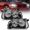 Nilight Headlight Assembly Compatible with 2006 2007 2008 2009 2010 Dodge Charger Black Housing Amber Reflector Clear Lens Headlights Replacement Bumper Lamp Set Driver and Passenger Side(Black Housing+ Clear Reflector)