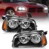 Nilight Headlight Assembly Compatible with 2006 2007 2008 2009 2010 Dodge Charger Black Housing Amber Reflector Clear Lens Headlights Replacement Bumper Lamp Set Driver and Passenger Side(Black Housing + Amber Reflector)