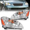 Nilight Headlight Assembly Compatible with 2007 2008 2009 Altima Sedan 4-Door Headlamps Replacement Chrome Housing Amber Reflector Clear Lens Driver and Passenger Side(Chrome Housing + Amber Reflector)