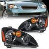 Nilight Headlight Assembly Compatible with 2007 2008 2009 Altima Sedan 4-Door Headlamps Replacement Chrome Housing Amber Reflector Clear Lens Driver and Passenger Side(Black Housing + Amber Reflector)