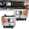 Nilight Headlight Assembly Compatible with 2014 2015 2016 2017 2018 GMC Sierra 1500 2500HD 3500HD Base Black Housing Amber Reflector Clear Lens Headlights Replacement(Chrome Housing Amber Reflector)