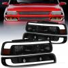 Nilight Headlight Assembly for 1999 2000 2001 2002 Chevy Silverado Avalanche 1500 1500HD 2500 2500HD 3500 Chevrolet Tahoe Suburban Replacement Headlamp Housing Bumper Lights Set(Smoke Housing+ Amber Reflector DRL)