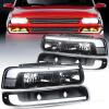 Nilight Headlight Assembly for 1999 2000 2001 2002 Chevy Silverado Avalanche 1500 1500HD 2500 2500HD 3500 Chevrolet Tahoe Suburban Replacement Headlamp Housing Bumper Lights Set(Black Housing+ Clear Reflector DRL)