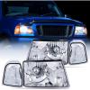 Nilight Headlight Assembly for 2001 2002 2003 2004 2005 2006 2007 2008 2009 2010 2011 Ford Ranger Replacement Headlamp Chrome Housing Clear Reflector(Chrome Housing+ Clear Reflector)