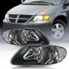 Nilight Headlight Assembly for 2001 2002 2003 2004 2005 2006 2007 Chrysler Town & Country 2001-2003 Voyager 2001-2007 Dodge Grand Caravan Replacement Chrome Housing Amber Reflector(Black Housing+ Clear Reflector)