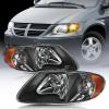 Nilight Headlight Assembly for 2001 2002 2003 2004 2005 2006 2007 Chrysler Town & Country 2001-2003 Voyager 2001-2007 Dodge Grand Caravan Replacement Chrome Housing Amber Reflector(Black Housing+ Amber Reflector)