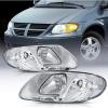 Nilight Headlight Assembly for 2001 2002 2003 2004 2005 2006 2007 Chrysler Town & Country 2001-2003 Voyager 2001-2007 Dodge Grand Caravan Replacement Chrome Housing Amber Reflector(Chrome Housing+ Clear Reflector)