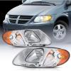 Nilight Headlight Assembly for 2001 2002 2003 2004 2005 2006 2007 Chrysler Town & Country 2001-2003 Voyager 2001-2007 Dodge Grand Caravan Replacement Chrome Housing Amber Reflector(Chrome Housing+ Amber Reflector)