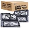 Nilight Headlight Assembly for 2003 2004 2005 2006 Chevy Silverado Avalanche 1500 1500HD 2500 2500HD 3500 Chevrolet Pickup Replacement Headlamp Housing Bumper Lamp Set(Black Housing + Clear Reflector)