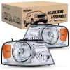Nilight Headlight Assembly for 2004 2005 2006 2007 2008 Ford F150 Pickup /2006-2008 Lincoln Mark LT Passenger Driver Side Black Housing Clear Reflector Lens Headlamp Replacement(Chrome Housing+ Amber Reflector)