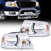 Nilight Headlight Assembly for 2004 2005 2006 2007 2008 Ford F150 Pickup /2006-2008 Lincoln Mark LT Passenger Driver Side Black Housing Clear Reflector Lens Headlamp Replacement(Chrome Housing+ Amber Reflector DRL)