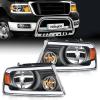 Nilight Headlight Assembly for 2004 2005 2006 2007 2008 Ford F150 Pickup /2006-2008 Lincoln Mark LT Passenger Driver Side Black Housing Clear Reflector Lens Headlamp Replacement(Black Housing+ Amber Reflector DRL)