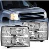 Nilight Headlight Assembly for 2007 2008 2009 2010 2011 2012 2013 Silverado 1500 2007-2014 Silverado 2500HD 3500HD Replacement Headlamp Black Housing Clear Reflector(Chrome Housing + Clear Reflector)