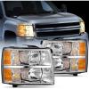 Nilight Headlight Assembly for 2007 2008 2009 2010 2011 2012 2013 Silverado 1500 2007-2014 Silverado 2500HD 3500HD Replacement Headlamp Black Housing Clear Reflector(Chrome Housing + Amber Reflector)