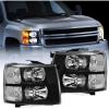 Nilight Headlight Assembly for 2007 2008 2009 2010 2011 2012 2013 Silverado 1500 2007-2014 Silverado 2500HD 3500HD Replacement Headlamp Black Housing Clear Reflector(Black Housing + Clear Reflector)