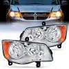 Nilight Headlight Assembly for 2011 2012 2013 2014 2015 2016 2017 2018 2019 Dodge Grand Caravan 2008-2016 Chrysler Town & Country Replacement Headlamp Black Housing Amber Reflector(Chrome Housing + Amber Reflector)