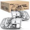 Nilight Headlight and Taillight Assembly Combo Compatible with 2009 2010 2011 2012 2013 2014 2015 2016 2017 2018 Dodge Ram for Quad Models Chrome Housing Amber Reflector with Red Housing Tail Light(Chrome Housing+ Clear Reflector)