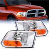 Nilight Headlight and Taillight Assembly Combo Compatible with 2009 2010 2011 2012 Dodge Ram 1500 2500 3500 OE Style Chrome Housing Amber Reflector with Red Housing Tail Lights(Chrome Housing + Amber Reflector)