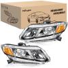 Nilight Headlights Assembly for 2012 2013 2014 2015 Honda Civic Sedan 4-Door 12 13 Civic Coupe 2-Door Black Housing Headlamp(Black Housing + Amber Reflector)