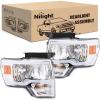 Nilight Headlights Assembly for Ford F150 F-150 2009 2010 2011 2012 2013 2014,Led DRL Headlamp,Black Housing(Chrome Housing + Amber Reflector DRL)