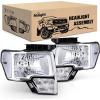 Nilight Headlights Assembly for Ford F150 F-150 2009 2010 2011 2012 2013 2014,Led DRL Headlamp,Black Housing(Chrome Housing+ Clear Reflector)