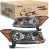 Nilight Headlights Assembly for Honda Accord sedan 2008 2009 2010 2011 2012 Headlamp Chrome Housing Amber Reflector(Black)