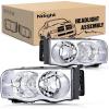 Nilight Headlights for 2002 2003 2004 2005 Ram 1500 2500 3500 Truck Black Housing Clear Corner,Headlight Assembly Replacement kit,Driver and Passenger Side,2 Pack(Chrome Housing+ Clear Reflector)