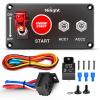 Nilight Ignition Switch Panel 12V 2 in 1 Rocker with Engine Push Button Toggle Switches with Relay Wiring Harness LED for RV Truck Racing Car Boat Marine Trailer(Red 4 in 1 Panel)