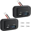 Nilight Quick USB Outlet Socket 12V 24V Dual USBs Connector 5V 4.8A Car Outlets with Waterproof Cover Rotating Cap LED Light for Cars Trucks Motorcycle RVs Campers(2Pcs USB+PD Type C)
