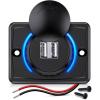 Nilight Quick USB Outlet Socket 12V 24V Dual USBs Connector 5V 4.8A Car Outlets with Waterproof Cover Rotating Cap LED Light for Cars Trucks Motorcycle RVs Campers(Dual USB)