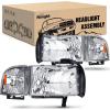 Nilight Replacement Headlight Assembly for 1994-2002 RAM 1500 2500 3500 Black Housing Amber Corner With Driver and Passenger Side OEM Standard(Chrome)