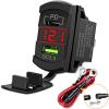 Nilight Rocker Switch Style USB Outlet LED Voltmeter Quick Connector 12V PD Type C and USB QC 3.0 Cars Replacement with Inline Fuse for Switches Panel on Boats RV Truck Car(Type C + USB Voltmeter Red)