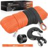 Nilight Synthetic Winch Rope Extension 3/8 Inch x 50 Feet 25,000 Lbs ATV Winch Extension Cable Replacement Tow Ropes Line for Off Road Vehicle Polaris ATV UTV Truck SUV Jeep, Grey(Orange)