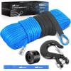 Nilight Synthetic Winch Rope Extension 3/8 Inch x 50 Feet 25,000 Lbs ATV Winch Extension Cable Replacement Tow Ropes Line for Off Road Vehicle Polaris ATV UTV Truck SUV Jeep, Grey(Blue)