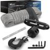 Nilight Synthetic Winch Rope Kit, 1/4 Inch x 50 Feet Winch Line Cable for ATV UTV Offroad, 10000 lbs Gray Winch Cable Ropes with Winch Fairlead+ Forged 35000lb Winch Hook+ Rubber Stopper Safety Strap