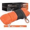 Nilight Synthetic Winch Rope Kit 3/8 Inch X 100′ 25000 lbs with Red Jacket Rope Protective Sleeve Forged 35000lb Winch Hook Safety Strap Winch Cable Line for Off Road Vehicle Recovery Truck SUV, Black(Orange)